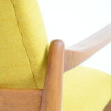 Vintage original armchair designer E.Homa, 1960s, fully restored, yellow fabric
