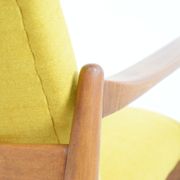Vintage original armchair designer E.Homa, 1960s, fully restored, yellow fabric