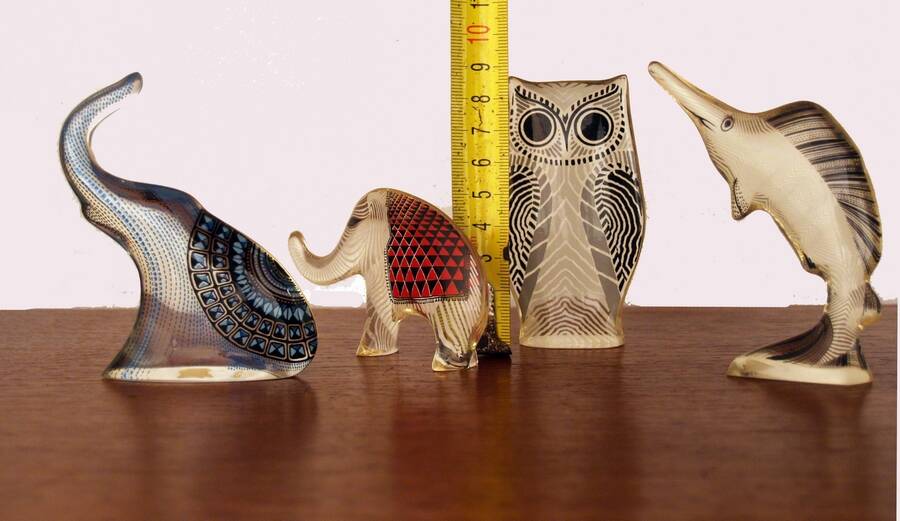Abraham Palatnik lucite animals elephant swordfish owl