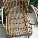 Fauteuil à bascule rocking chair en rotin