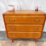 Vintage wooden chest of drawers, white braid
