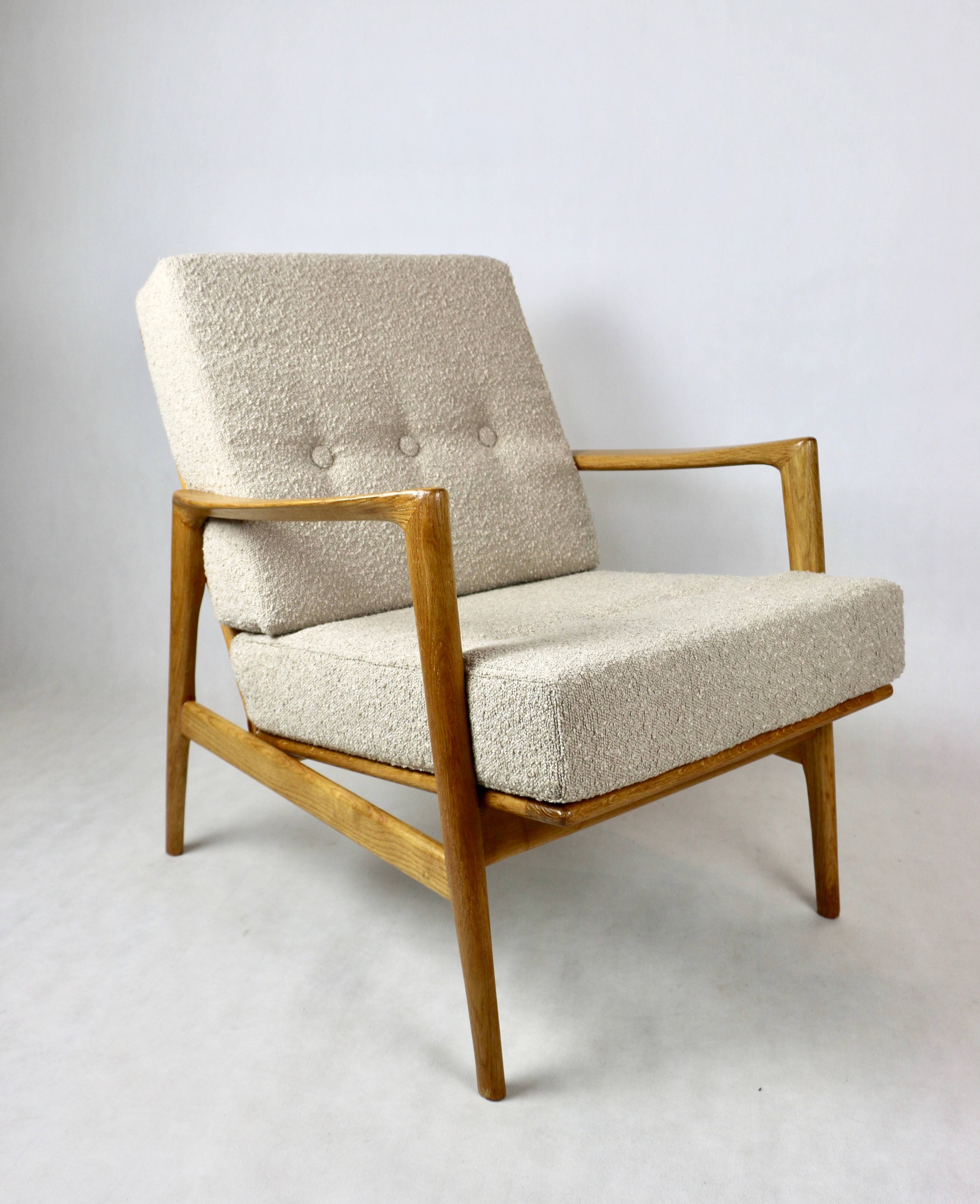 Polish Beige Stefan Oak Armchair, 1970s