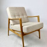 Polish Beige Stefan Oak Armchair, 1970s