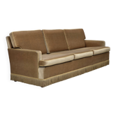 1970s, Danish 3-seater sofa, honey yellow furniture velour.