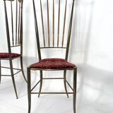Paire vintage de chaises hautes en laiton de Chiavari, Italie Années 1950
