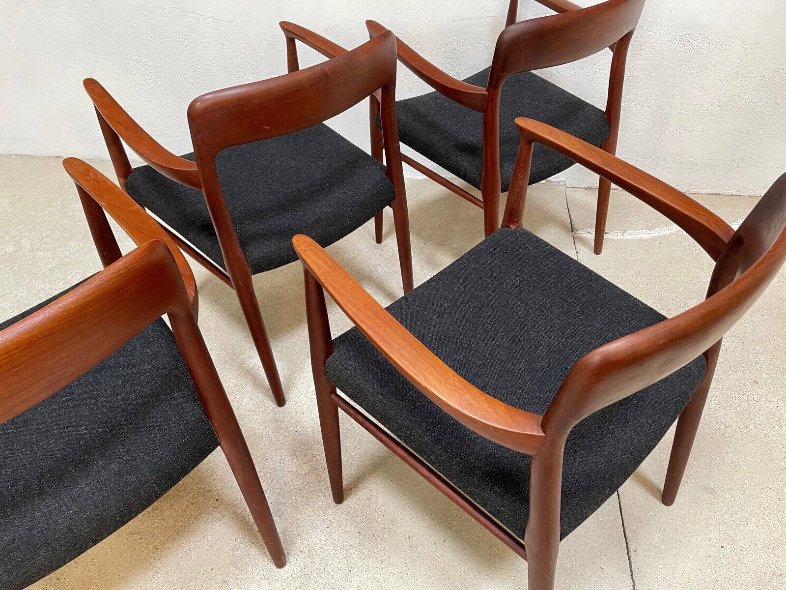 Danish teak model 56 chairs by Niels O. Møller for J.L. Møllers, 1954, set of 4