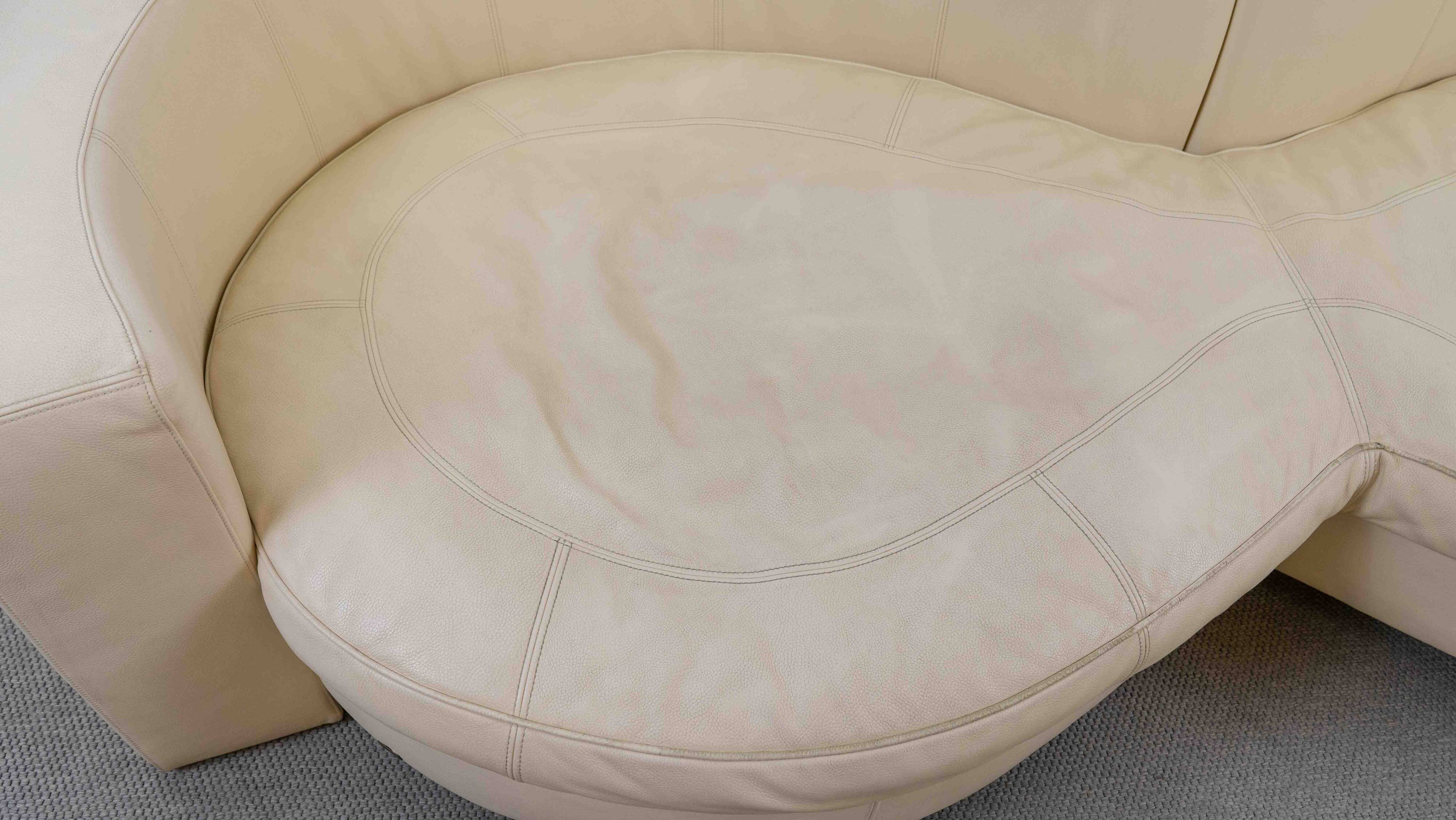BRETZ Eves Island Creme, 4-Seater Sofa in Leather