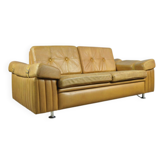 Danish vintage leather 2-seater sofa by svend skipper, 1970s