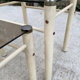 2 tables basses gigognes industrielles beige en verre Yves Boutboul 1970