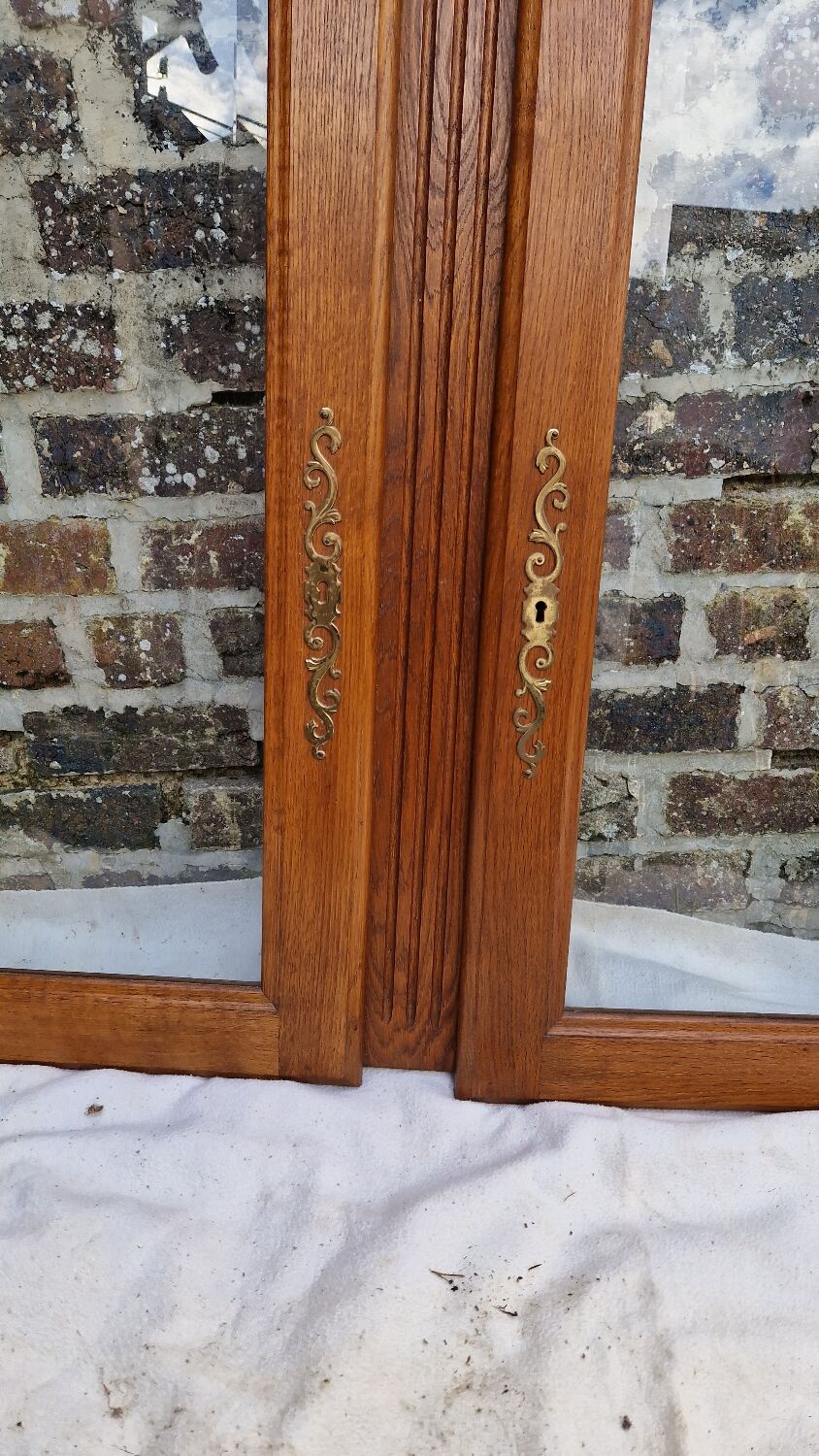 Pair of oak glazed doors