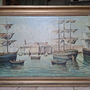 Peinture marine xixe sur toile signée J Alberti
