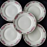 Set de 5 assiettes à dessert anciennes en porcelaine  Art Déco