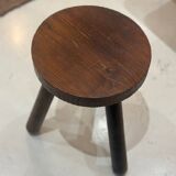 Vintage brutalist tripod stool compass legs - wood