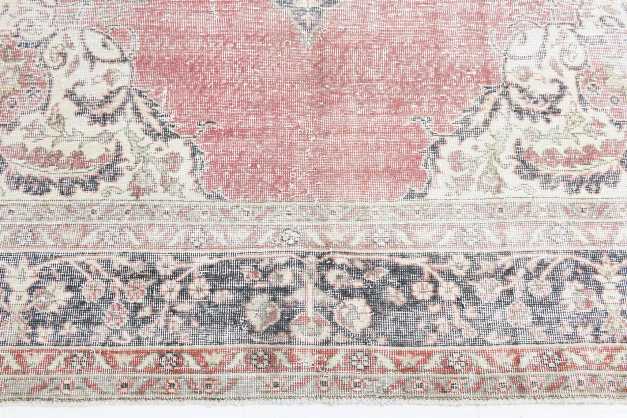 8x12 Large Vintage Pale Red & Blue Persian Rug, Oriental Rustic Carpet
