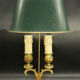 Louis XV style lamp from Lucien GAU - green lampshade with crackle effect metal.