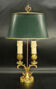 Louis XV style lamp from Lucien GAU - green lampshade with crackle effect metal.