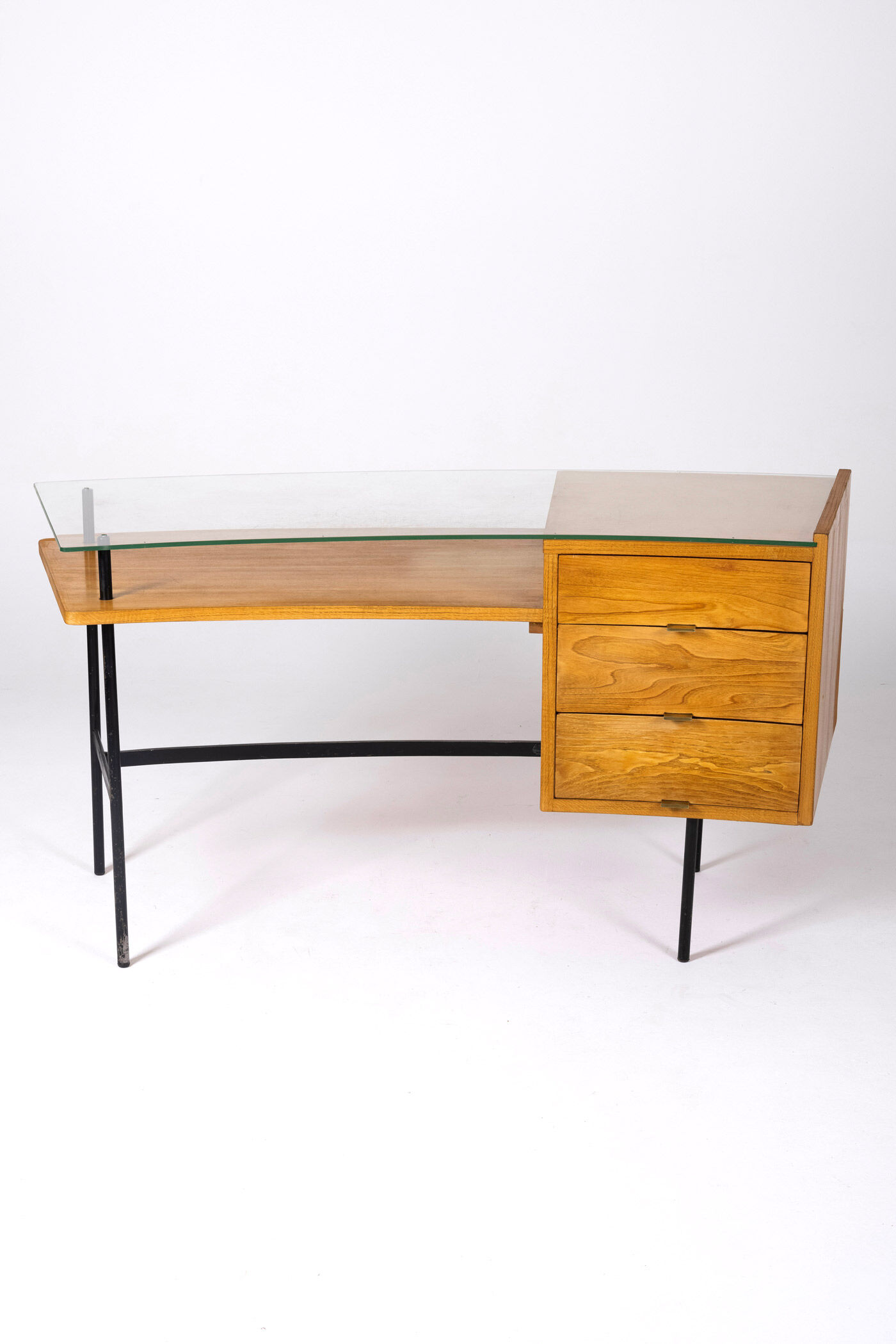 Bureau en bois et verre par Jean René Picard, 1960s