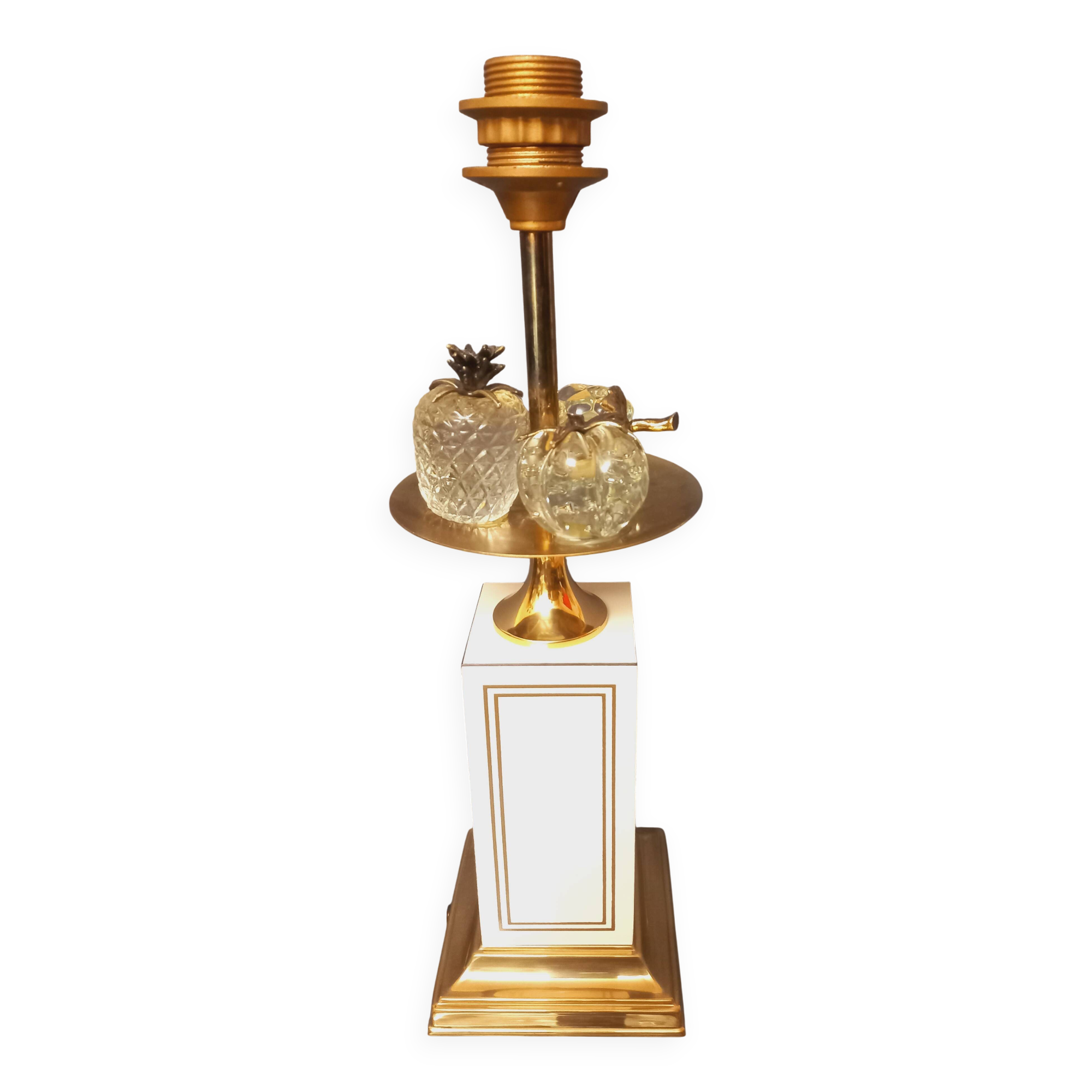 Large designer lamp in brass and ivory lacquer
