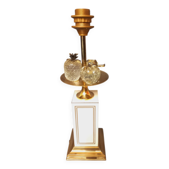Large designer lamp in brass and ivory lacquer