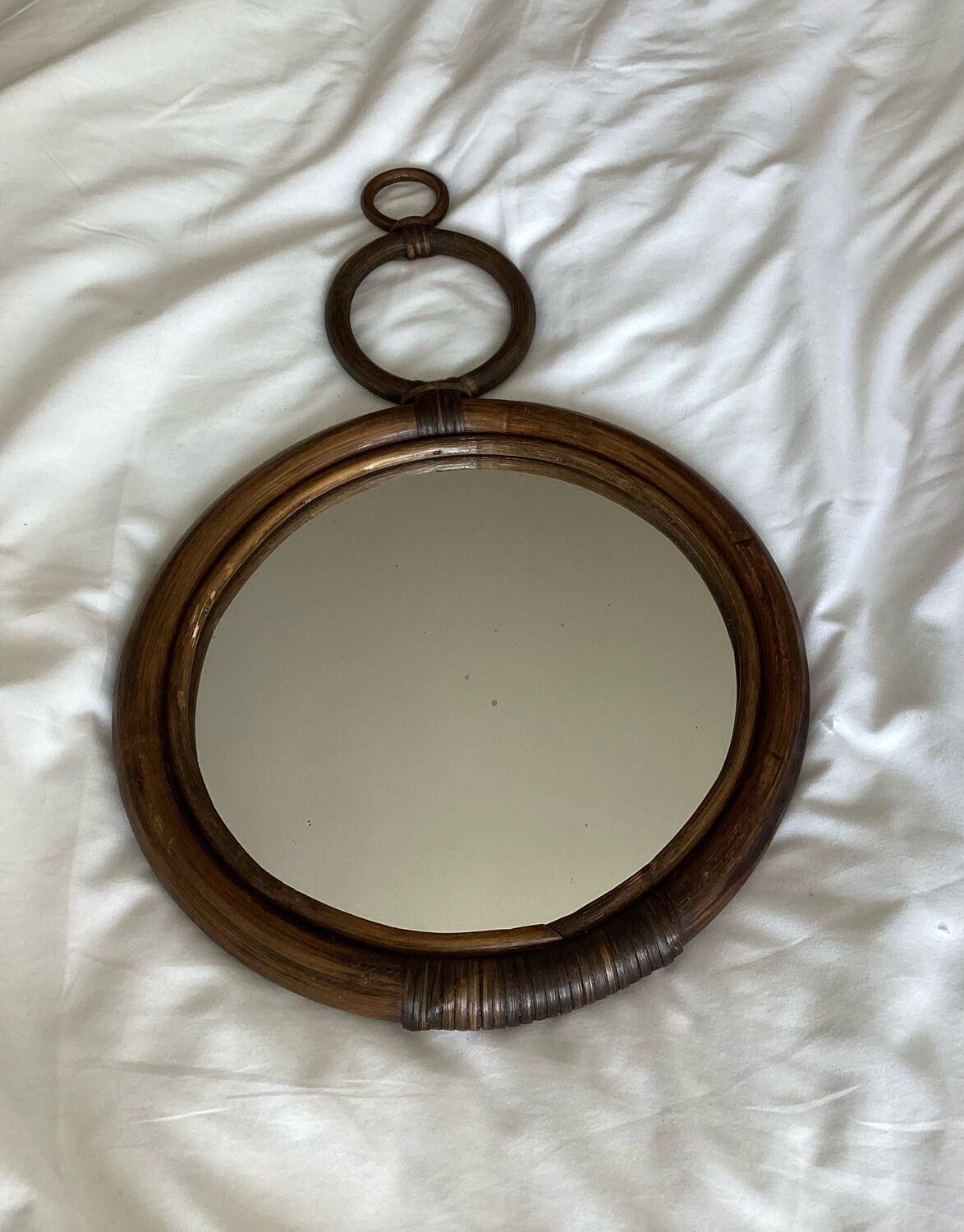 Old rattan "sun" mirror - vintage