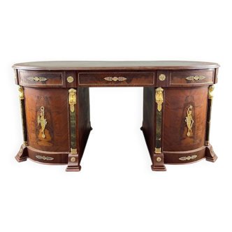 Empire Mahogany and Veneer Desk, Gilt Bronze, Early 19th Century