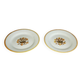 Set of two small presentation dishes on feet Oeillet Creil et Montereau