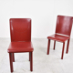 6 red leather dining chairs made in Italy, 1980s