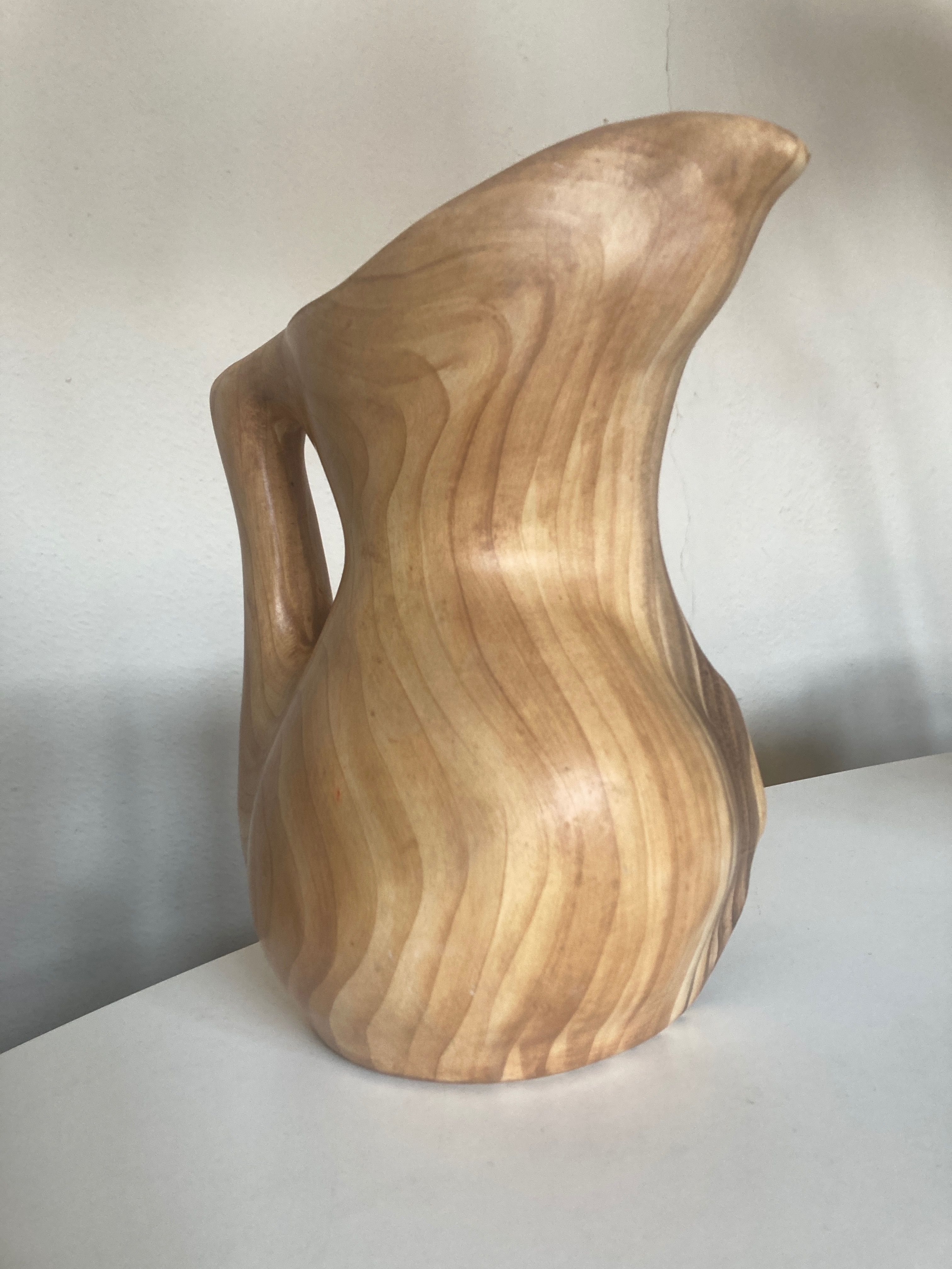 Ceramic vase mid century Grandjean in Vallauris faux bois 1960