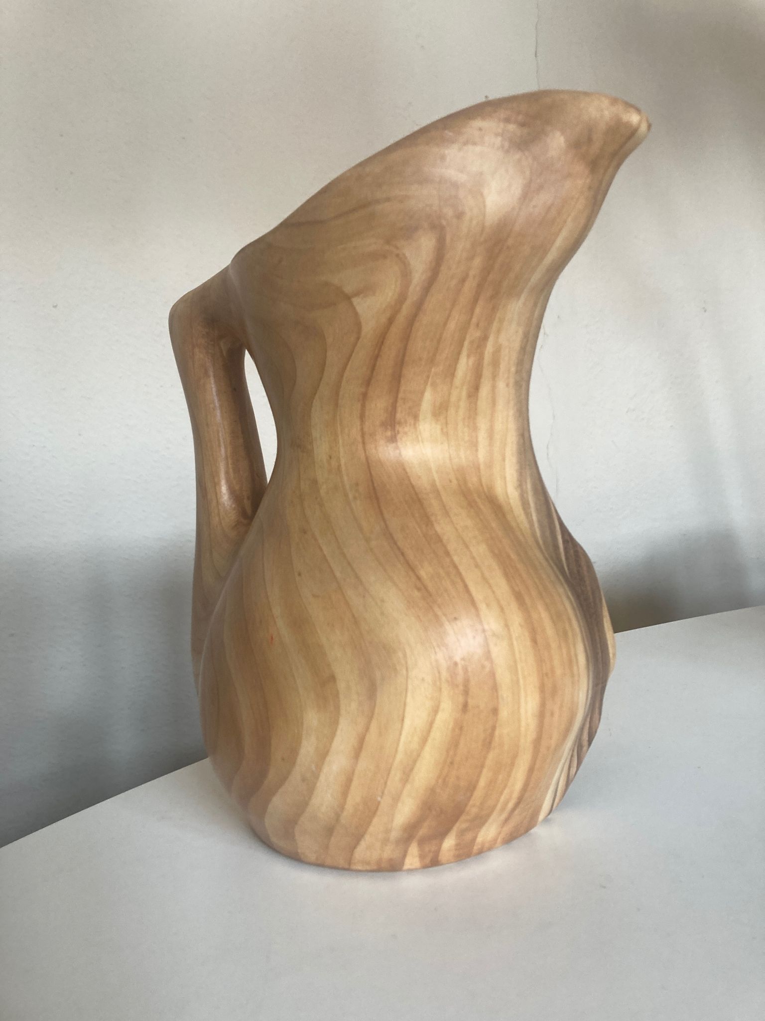 Ceramic vase mid century Grandjean in Vallauris faux bois 1960