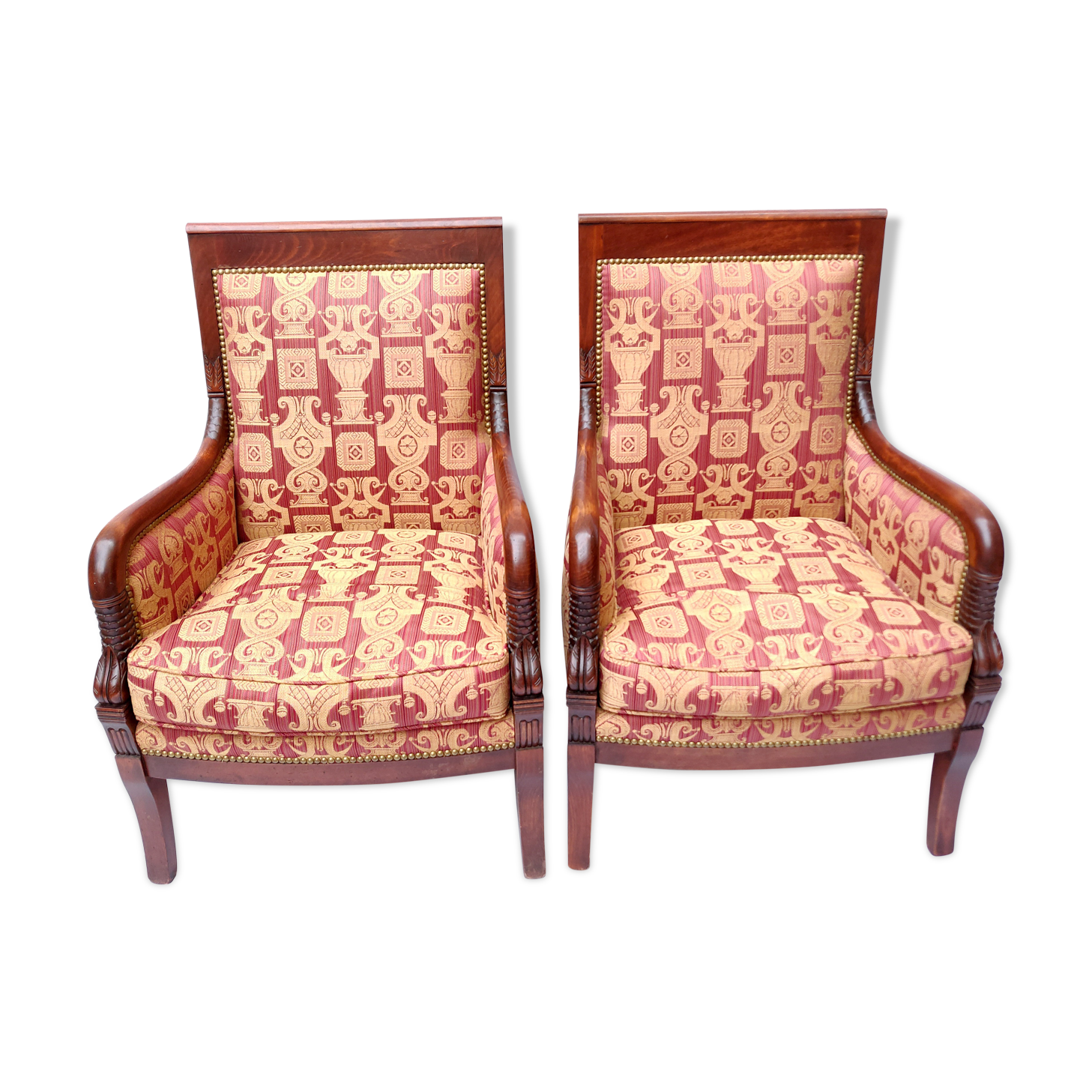 Pair of Empire mahogany armchairs