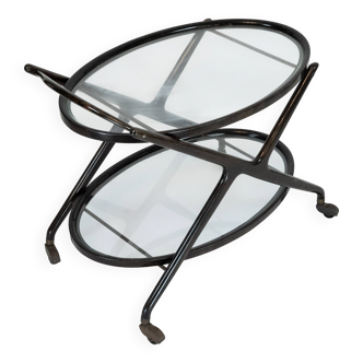 Ebonized Wood and Glass Bar Cart by Cesare Lacca, Italy 1950s