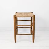Tabouret Mid Century Rustique Campagne Vintage Jonc tressé Jonc Tabouret en
