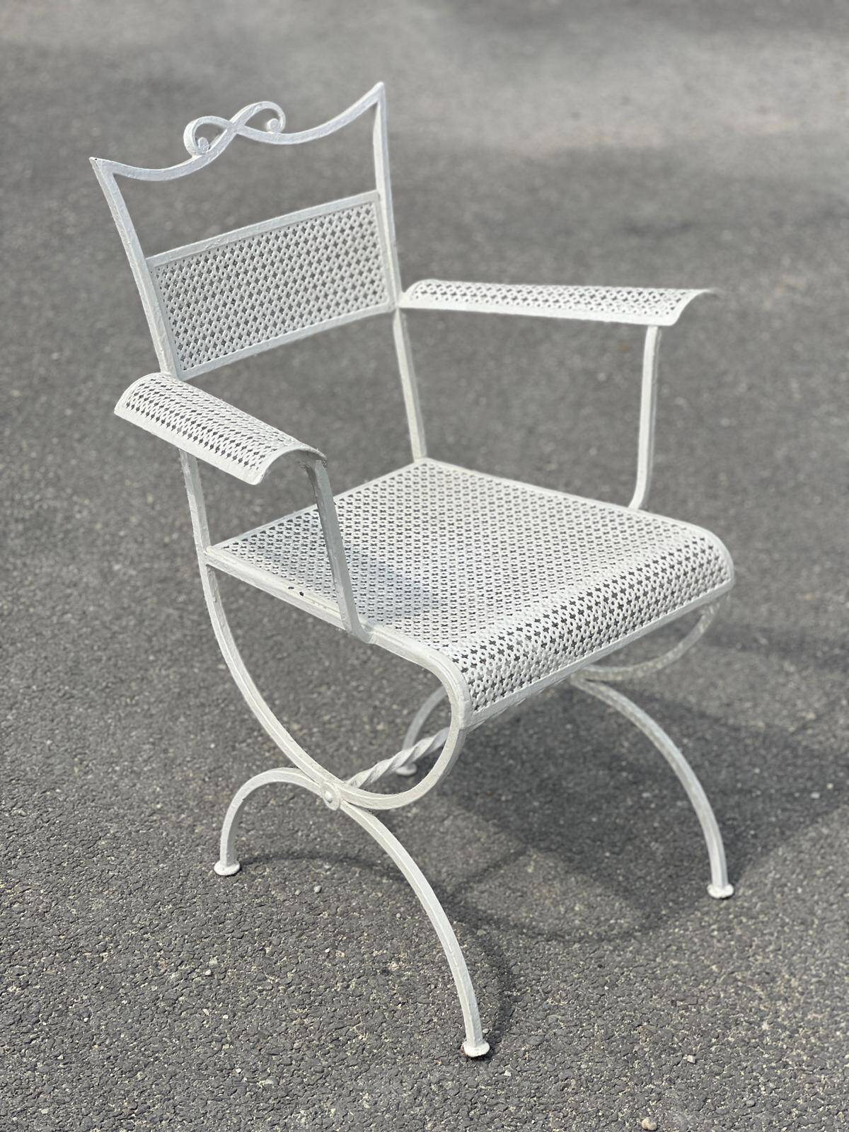 Garden set Maison Jansen in wrought iron 1960