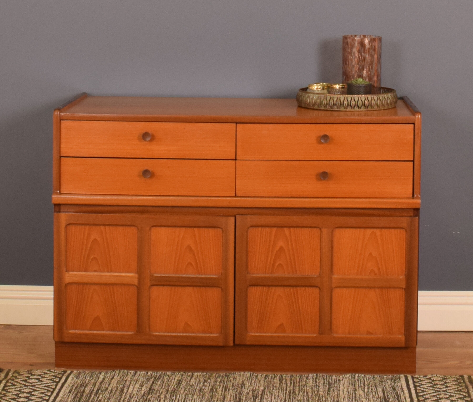 Restored Teak Retro Nathan Squares Sideboard Cabinet