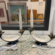 Pair of Verceram electric candlesticks – Space Age design – ceramic