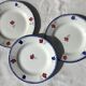 3 Flat plates Digoin Mary Lou blue rim