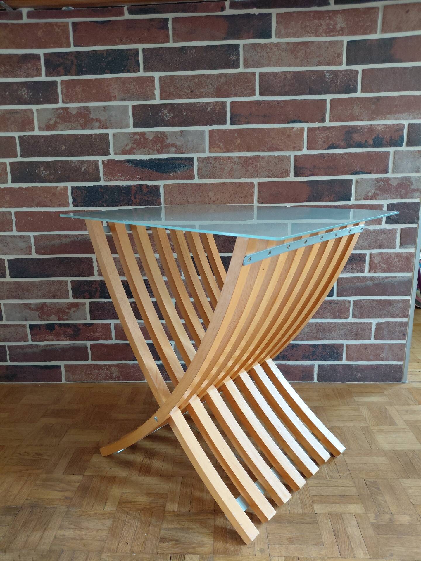 IKEA EKEBERG vintage side table – 1999 – wood and glass