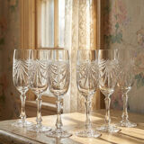 Set de 6 flûtes à champagne en cristal de Lorraine taillé main