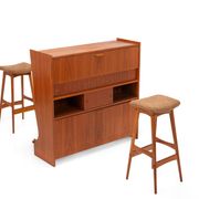 SK661 Cocktail Cabinet and Bar Stools by Johannes Andersen for Skaaning & Son 1960s