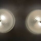 Pair of Round Murano Glass Ceiling Lights or Sconces, Italy