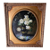 Large still life with white roses in an old gilded oval frame.