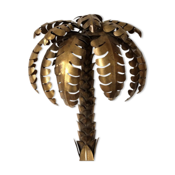 Golden metal palm tree wall light from the 70s.