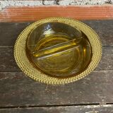 Bol Vide Poche Ancien Verre Moulé Jaune Ambré Rang De Perles Années 50