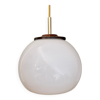 Vintage globe pendant lamp in white opaline