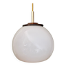 Suspension globe vintage en opaline blanche
