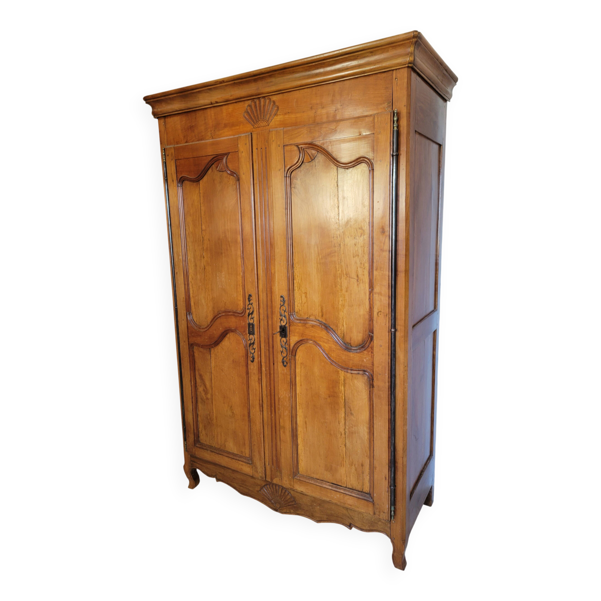 Antique solid cherry wood wardrobe