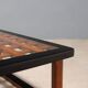 Vintage wooden coffee table with paint and glass, design from the 1940s-50s.