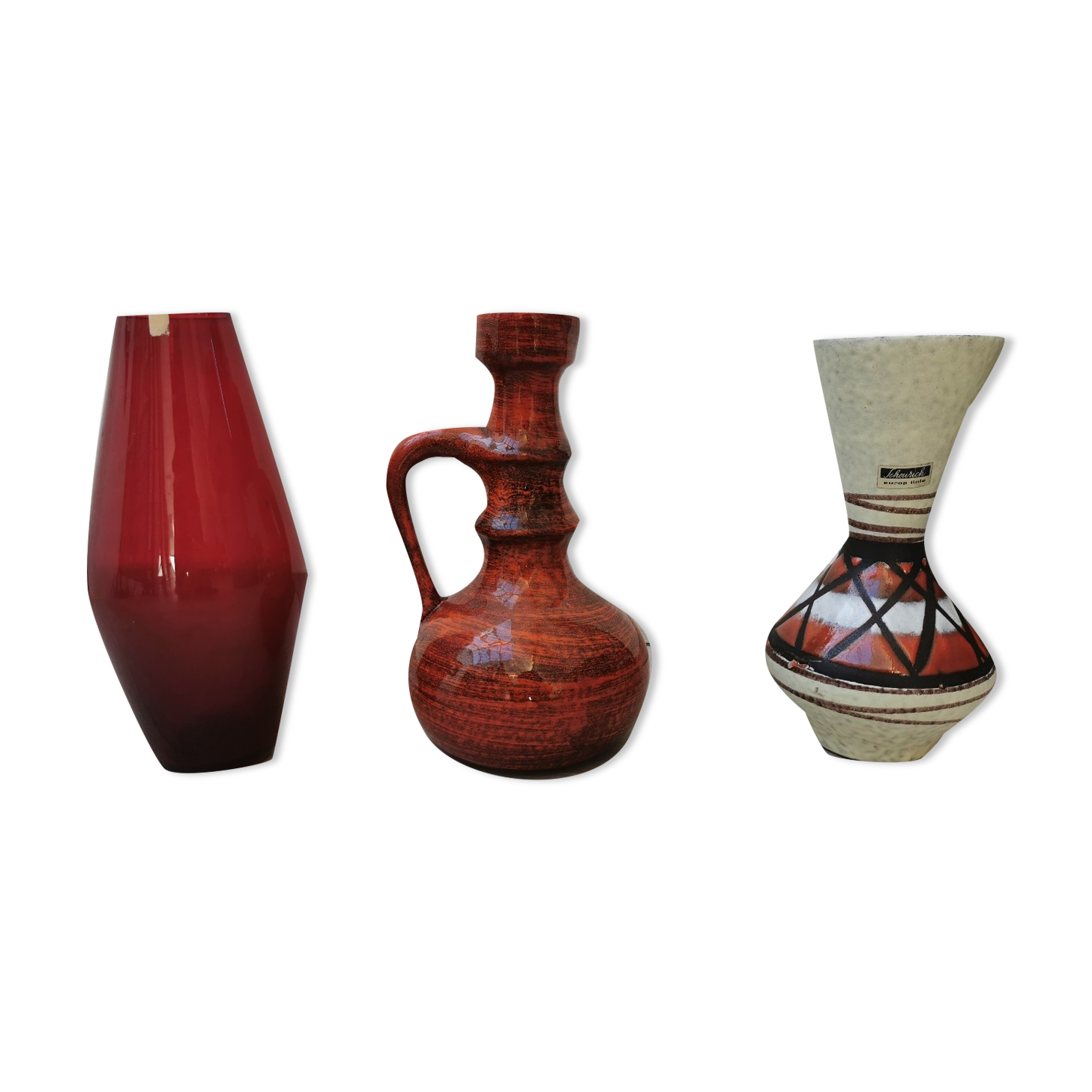 Vintage Scheurich vases, red
