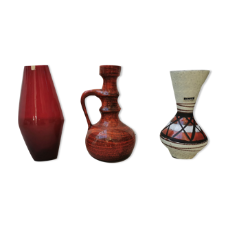 Vintage Scheurich vases, red