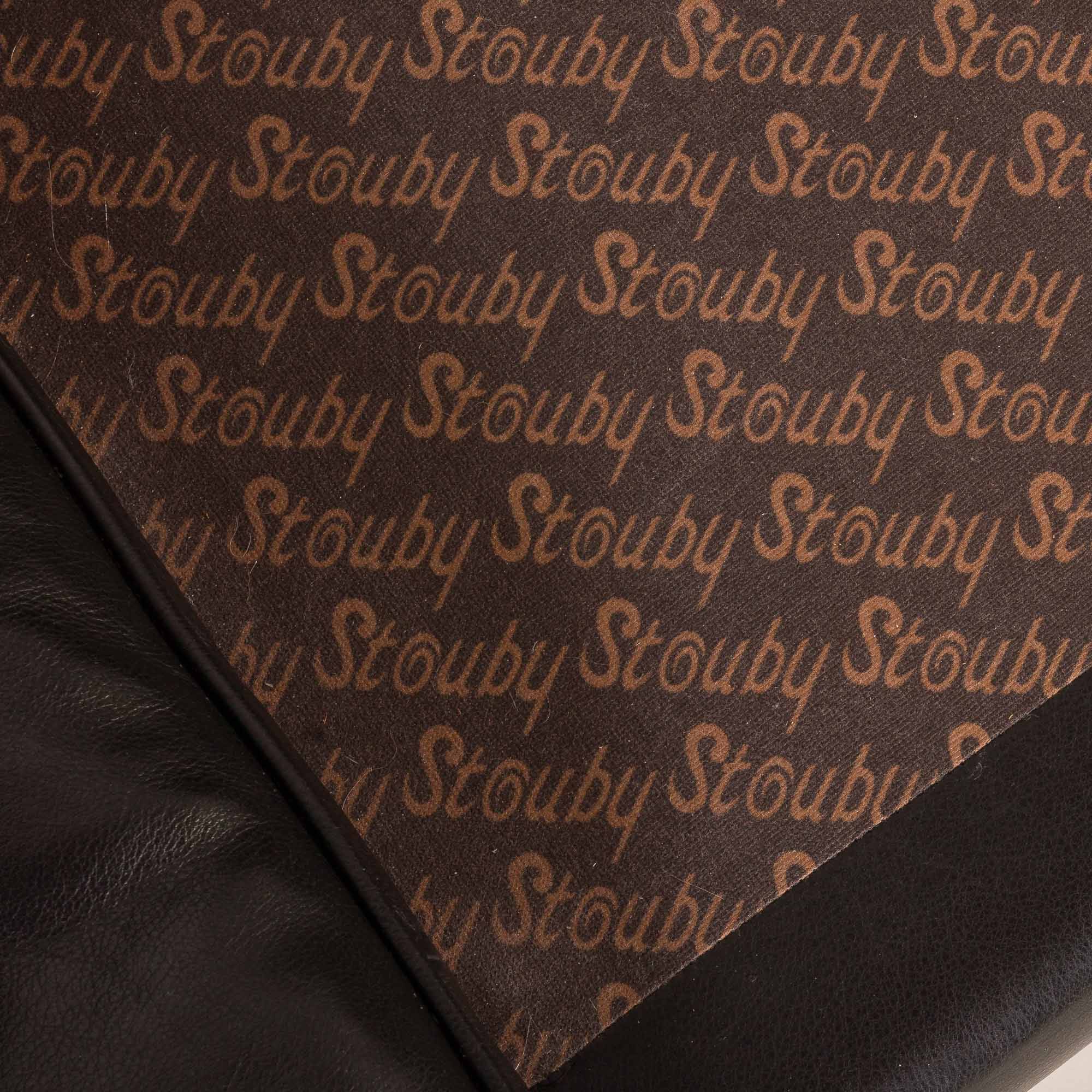 Stouby black leather sofa, Denmark 1970s